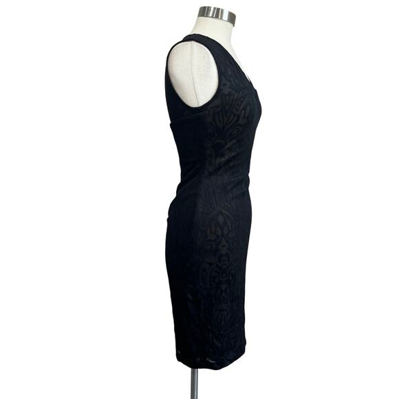 Cache Black Illusion Bodycon Cocktail Dress Sleeveless Party Sexy Fitted Sz 2 - Picture 2 of 9